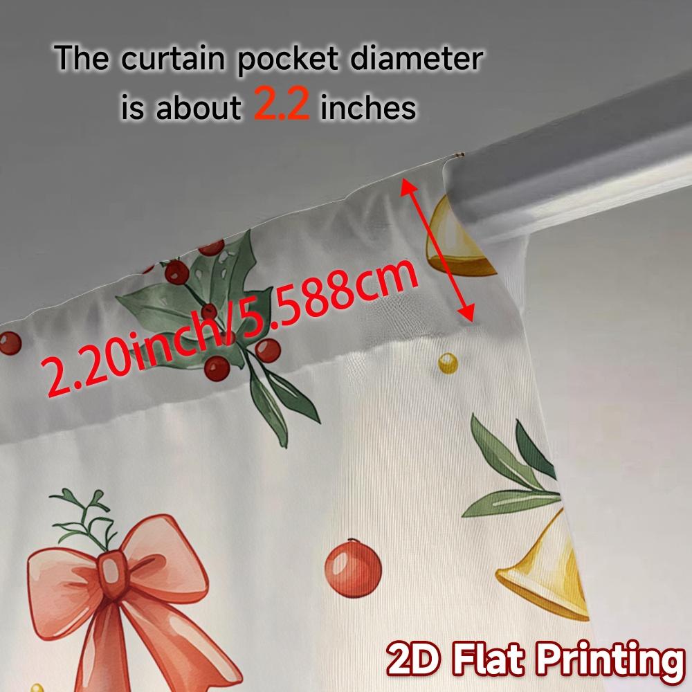 2pcs,Curtains Christmas Bells Holly Berries Baubles (4) Creative Modern Curtains Versatile Polyester Fabric Curtains Art Deco