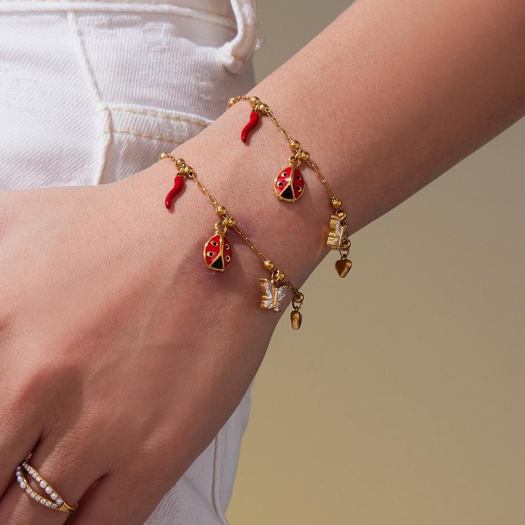 Oumeka Emaille Insekten Accessoire Set - Europäische & Amerikanische Mode Halskette Armband Combo