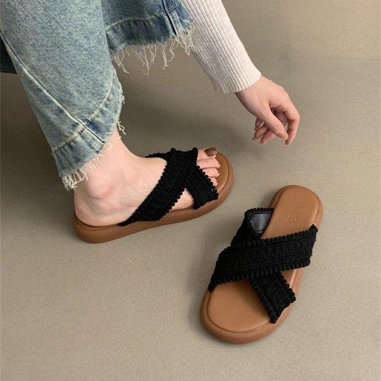 

Women s platform slippers women s summer wear fairy bohemian sandals soft flat beach Roman shoes comfortable 35