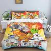 Digimon Cartoon 3D-Printed Bedding Set—Includes Duvet Cover and Pillowcases—Available for Single, Double, King, and Queen-Sized
