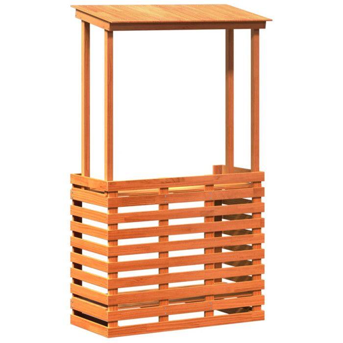 Table de bar d'extérieur - VIDAXL - Bois de pin massif - Toit - 2 étagères - 57 cm de profondeur