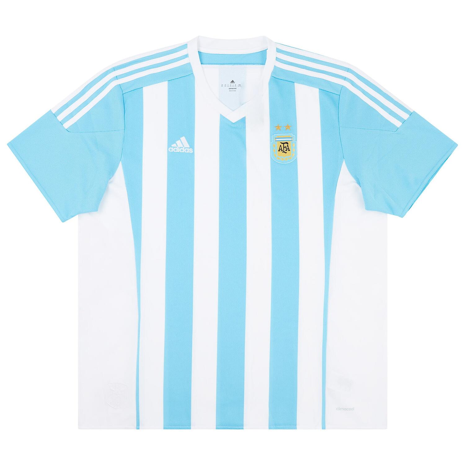 

Adidas 2015 Argentina Copa America Striped V-Neck Short Sleeve Retro Football Shirt Men Tops Light-Blue AC0326 L
