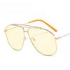 Retro Metal Frame Sunglasses for Women Men Vintage Double Bridge  Fashion Pilot Sun Glasses Oversize UV400 Shades