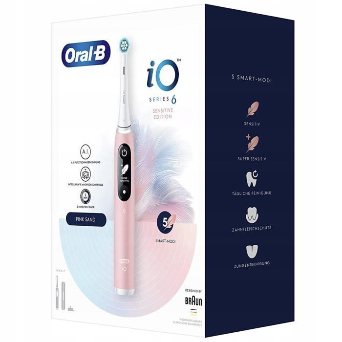 Brosse à dents électrique - oral-b - io series 6 sensitive edition - technologie magnétique ultra douce