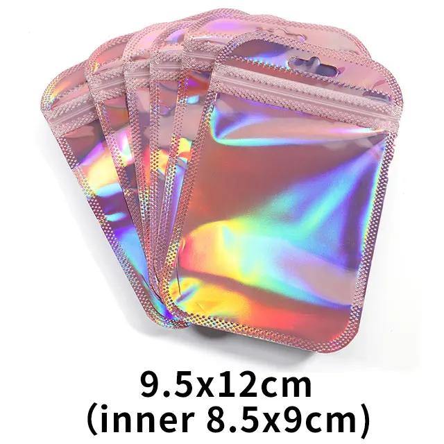 Laser Rainbow Self Sealing Bag Reusable Sealed Zipper Lock Packaging Bag Earrings Necklaces Hair Accessories Wrapping Pouch Product Storage Sack