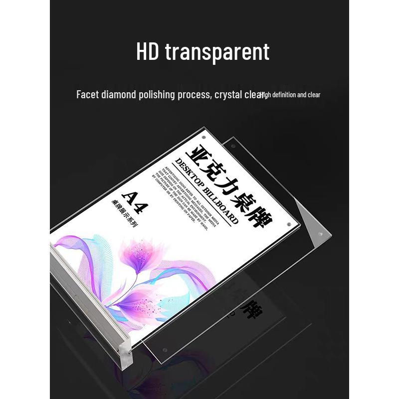 Transparent Acrylic L-Shape Slanted Desk Display Stand