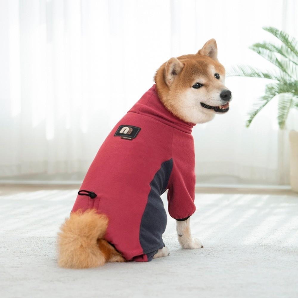 Costum de iarnă impermeabil pentru câine cu guler înalt, cu patru picioare, haine din fleece pentru câine, activități în aer liber