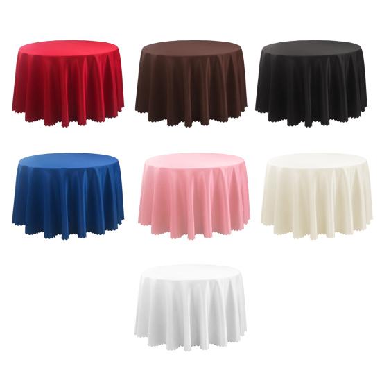 Round Polyester Tablecloth Elegant Solid Color Fabric Table Cloth Decorative Table Cover for Parties Weddings 71" -118