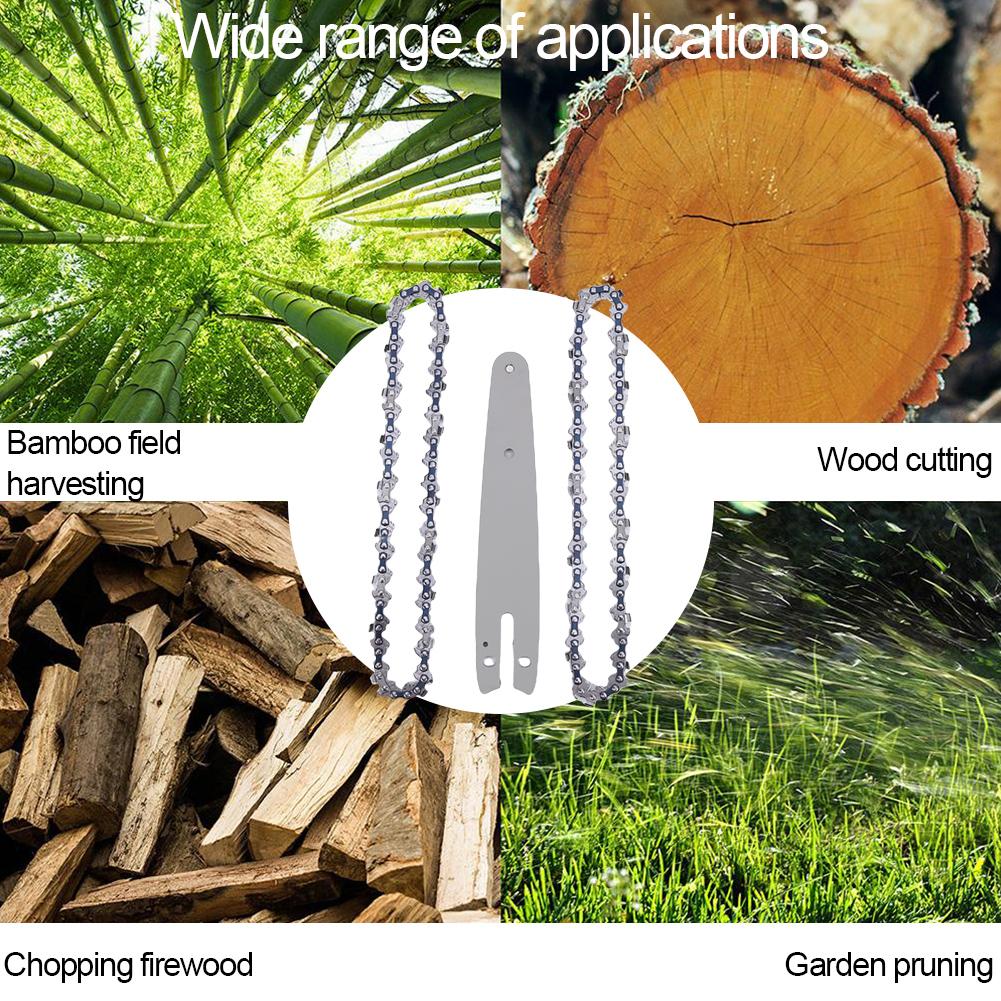 4/6 Inch Chain And Guide Plate Set Mini Chainsaw Replacement Cordless Electric Saw Chain Wood Branch Cutting Sharp Chains