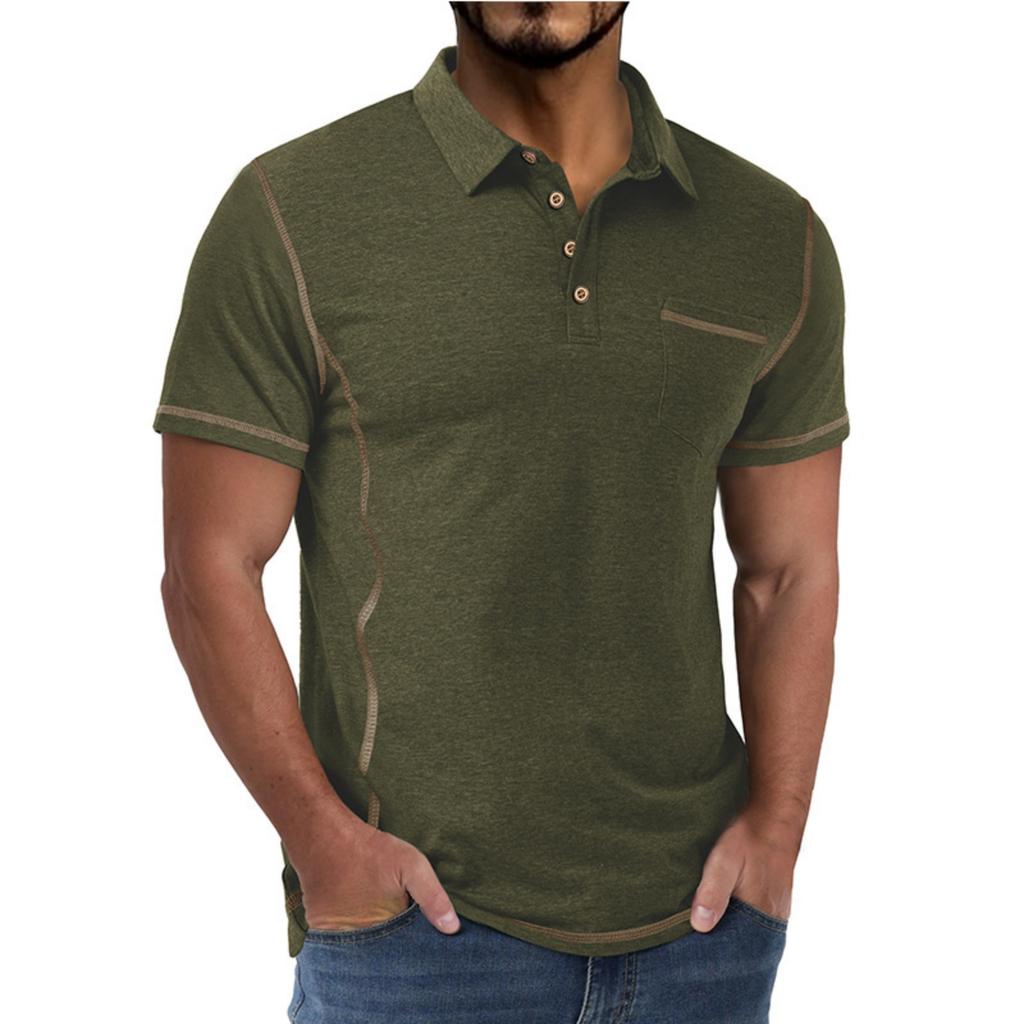 Men's Short Sleeve  Collar T-shirt Casual Lapel Top