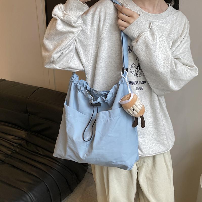 Women's Solid Color Tote Bag Wide Shoulder Strap Shoulder Bag Crossbody Bag