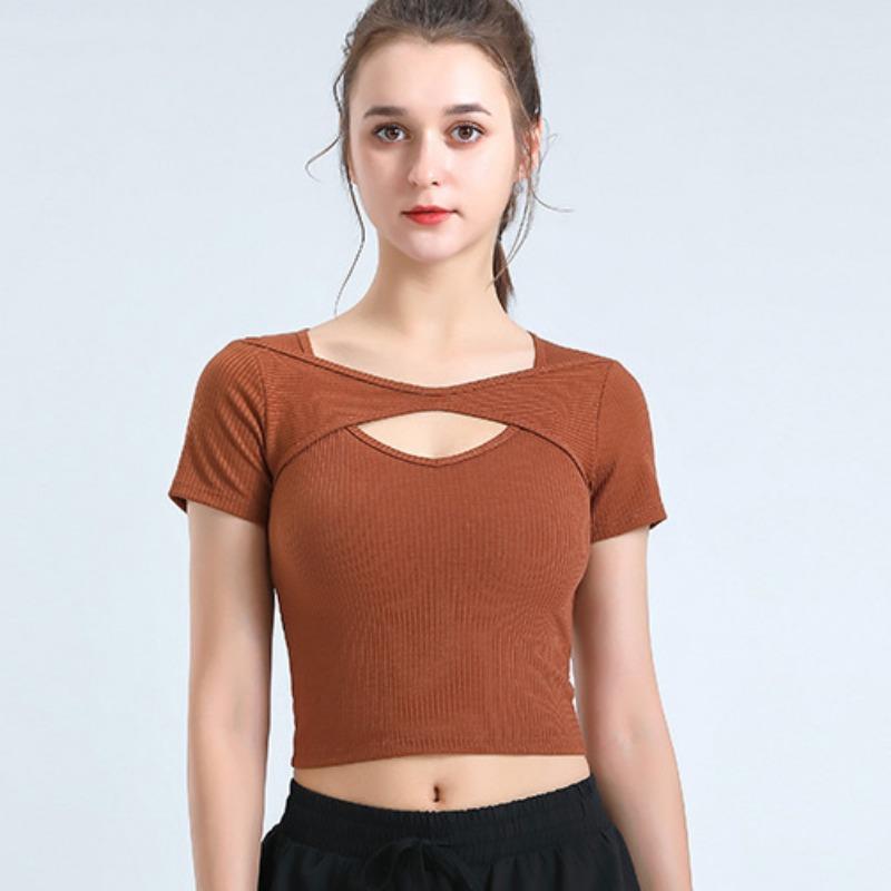 New Yoga Clothing Tops Short-sleeved T-shirt Women Summer Tight Sports Running Stretch Breathable Fitness Tops