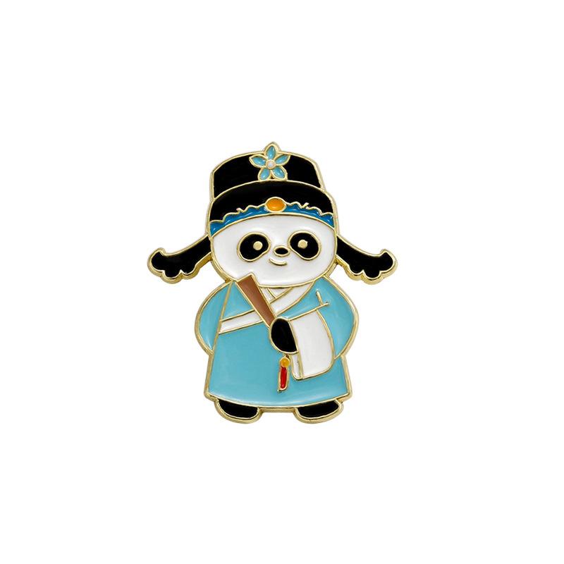 Peking Opera Panda Cartoon Brooch Chinese National Style Four Roles Of Peking Opera Metal Badge Decoration For Backpack Clothing Accessory