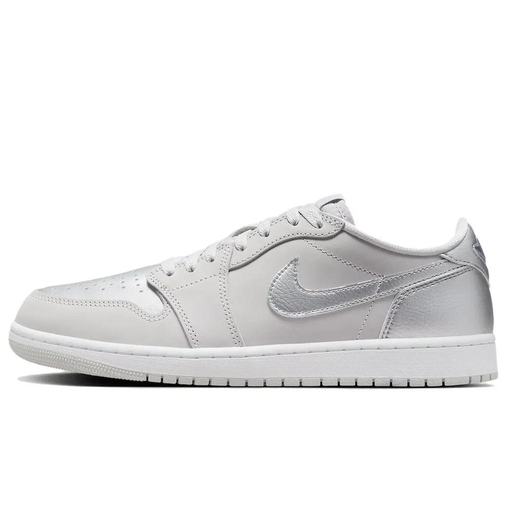 Jordan Air Jordan 1 Slip Resistant Abrasion Resistant Low Top Vintage Basketball Shoes Unisex Black Silver CZ0790-002(Team734-)