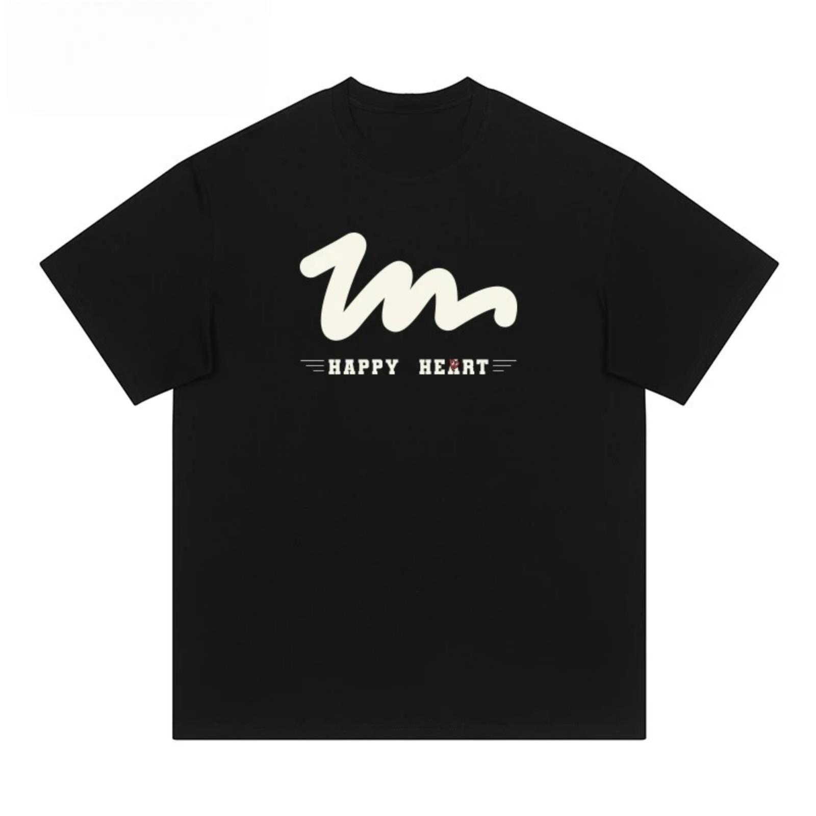 2025 Summer fashion heart cotton short sleeve T-shirt Men 2025 summer line print round neck unisexual couple half sleeve women25 XXXXXL разноцветный