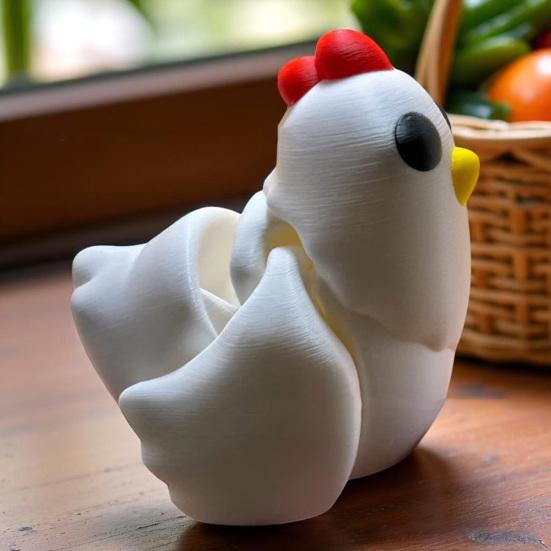 3D Printed Chicken Ornament with Articulated Wings Lightweight Chicken Statue Desktop Decoration Pressure Relief Toy