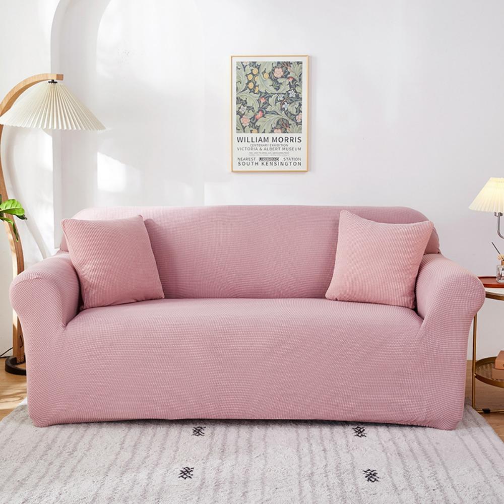 Soft Fleece Sofa Cover Full Elastic Knitted Corn Grain Pure Color Seat Cushion Cover