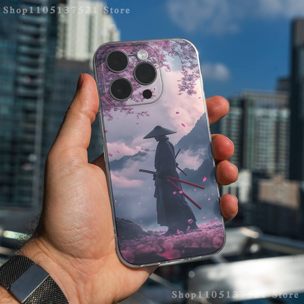 

Japan Samurai Phone Case iPhone17 16 15 14 13 12 11 Pro Max Plus Mini Clear Full Back Cover Silicone Soft Shell iPhone17Air