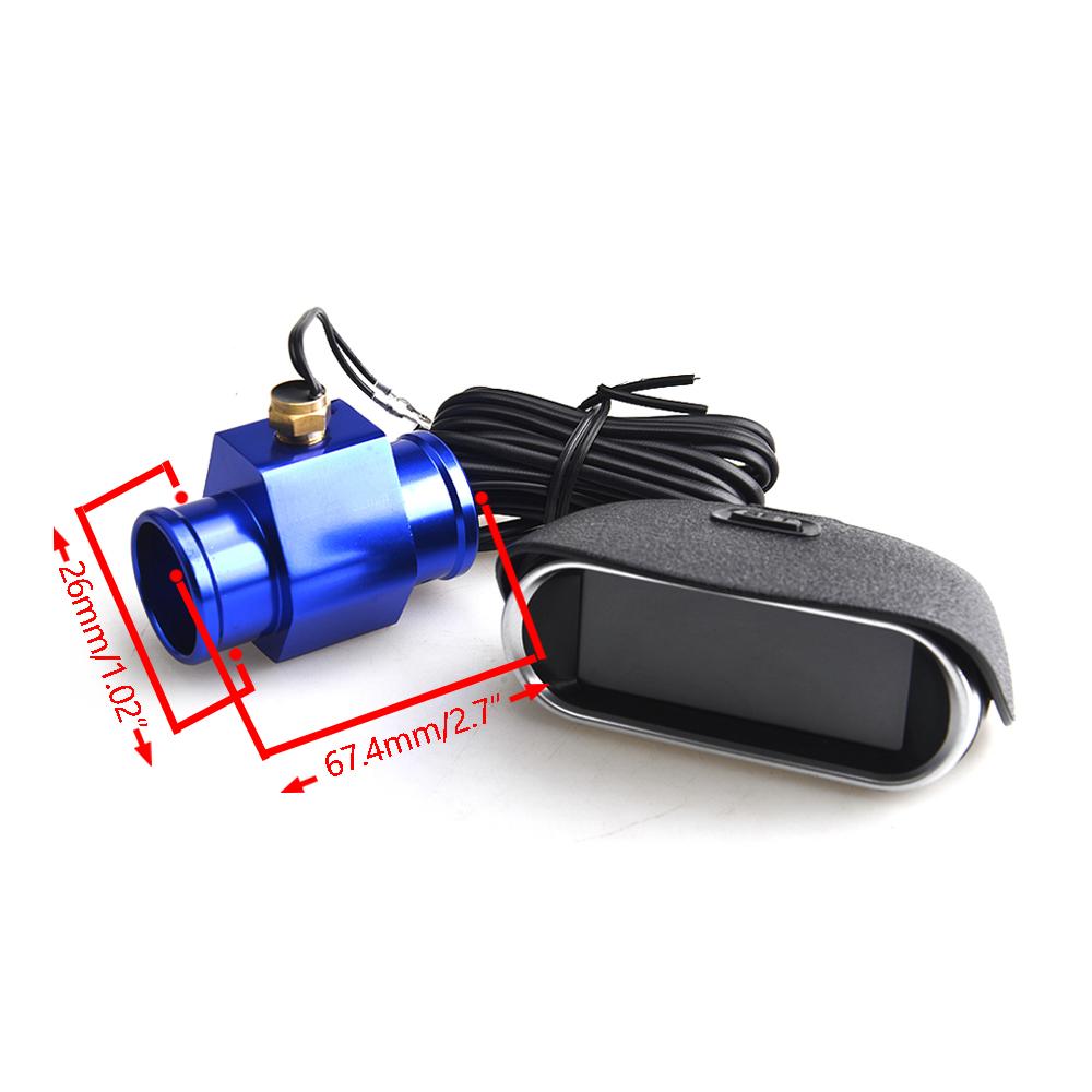 Auto LCD Water Temperature Voltmeter Gauge 2 in 1 With Joint Pipe Adapter 1/8NPT OD 26MM-40MM