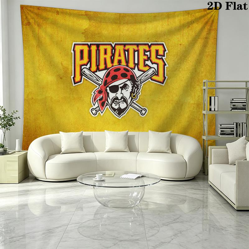 Pittsburgh Pirates Logo Wall Tapestry Aesthetic Wall Hanging Printed Fabric Blanket Decorative Tapestries for Bedroom Living Room Home Decor