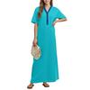 Women's Nightgown Home Clothes Short Sleeve Nightgown With Pockets Long Dress