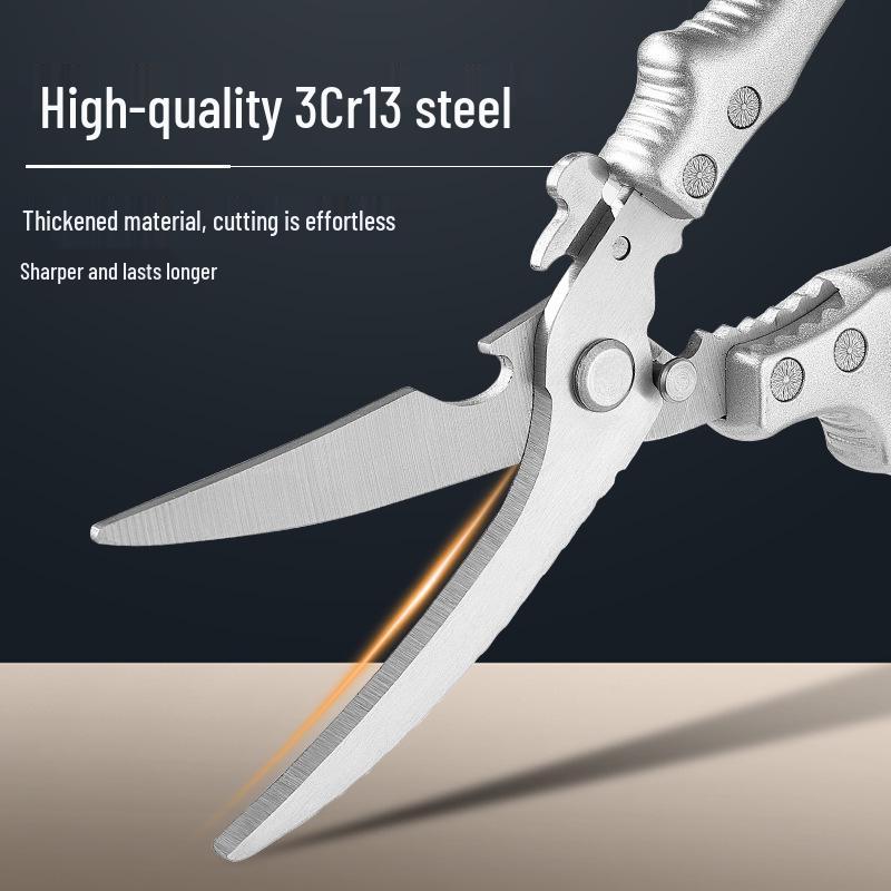 Multifunctional Kitchen Scissors: Cut Meat, Vegetables, Fish & Bones with Non-slip Handle.