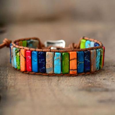Bohemian 7 Chakra Steen Armband Voor Vrouwen Kleurrijke Keizersteen Gevlochten Touw Geweven Pols Bangle Mannen Sieraden Cadeau