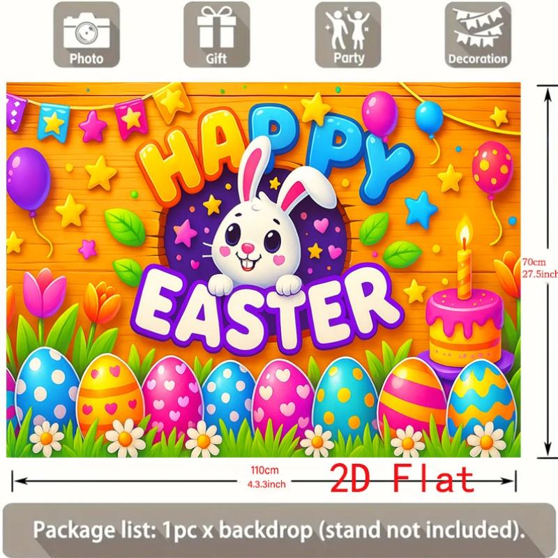 2D flat, 1-piece Easter Bunny and Easter Egg party banner – Happy Easter slogan
