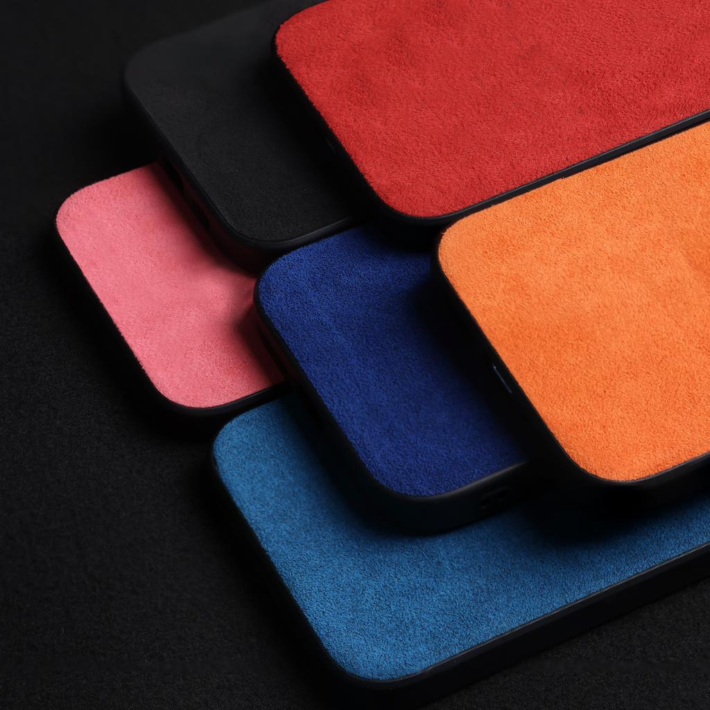 ALCANTAR Case for 17 Pro Max 16 15 14 13 Luxury Artificial Leather Supercar Suede Phone Cases Cover