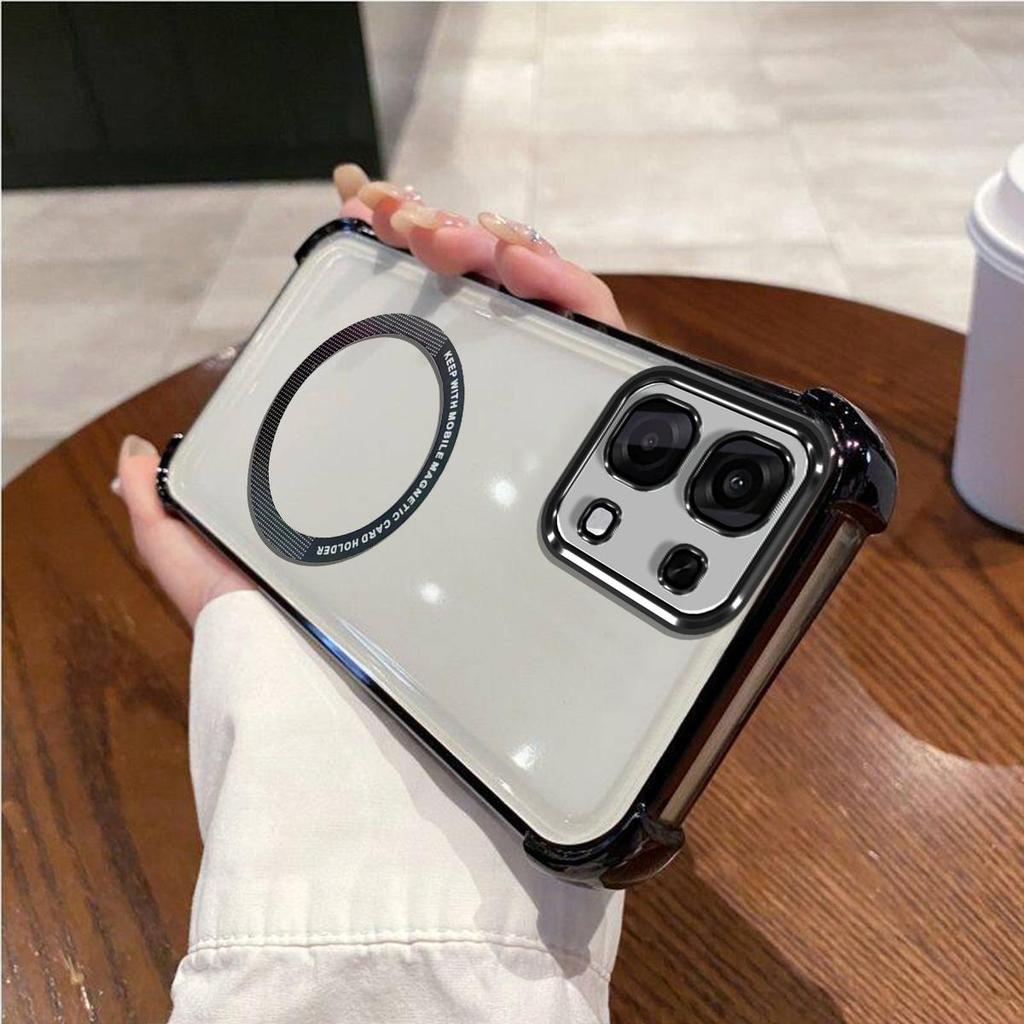 Case for OPPO A6 Pro 4G/5G,A6s 5G Clear Magnetic Casing Electroplated Lens Frame Phone Cover