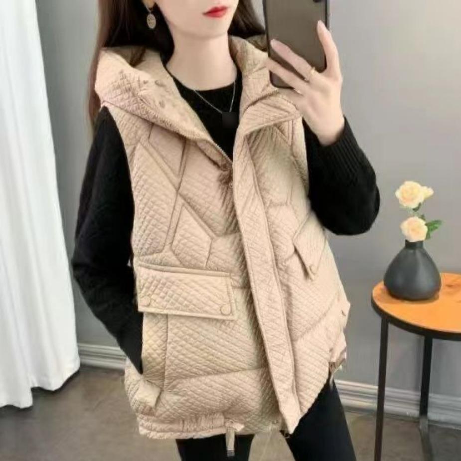 Winter Cotton Waistcoat Jacket Women's Self-cultivation Western Style Cold-proof Sleeveless Cotton Waistcoat Women's Outer Wear Trend