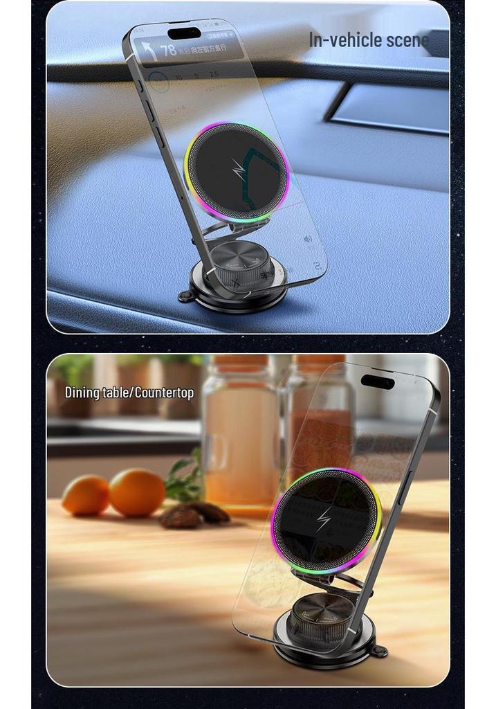 Magnetic 360° Foldable Wireless Car Charging Phone Stand