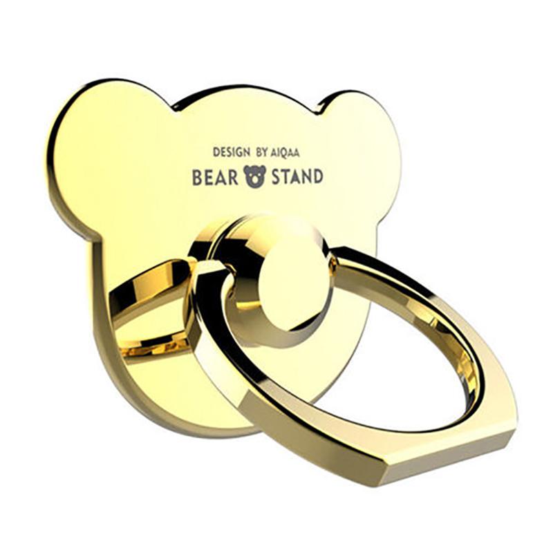 

Повністю металевий тримач для мобільного телефону з головою ведмедя, обертання на 360 градусів, універсальна кільцева пряжка для iPhone Xiaomi Huawei Oppo Ледачий тримач для телефону Стенд золотий