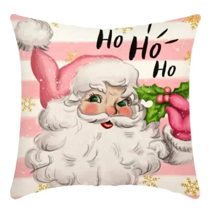 40/45cm Christmas  Cotton Linen Decorative Navidad Elk Snowman Santa Tree Cushion Cover Sofa Pillow Case
