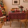 Christmas Snowflake Plaid Tablecloth Rectangular Decorative Fabric Table Cover Dining Coffee