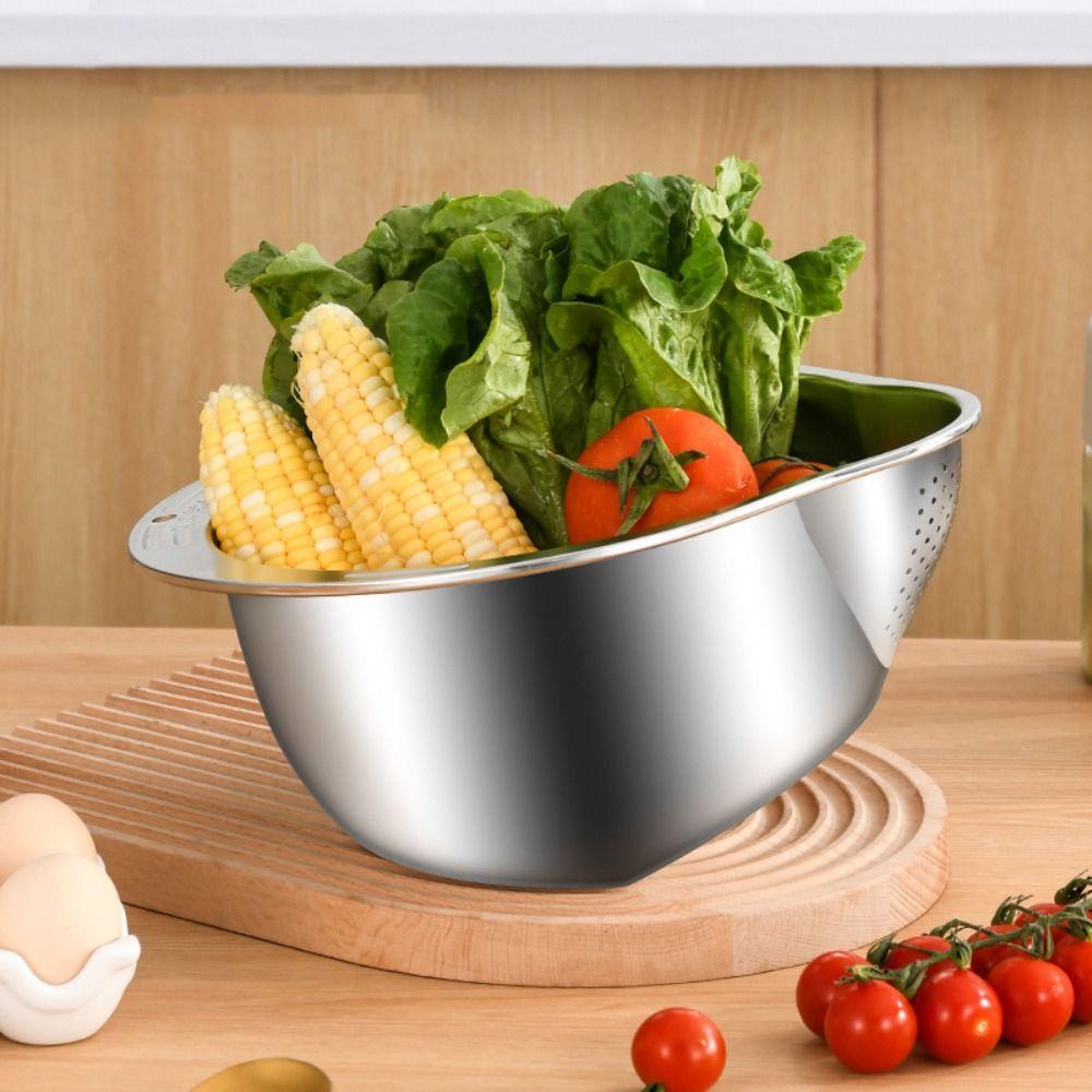 Stainless Steel Rice Washing Basket Large Size Kitchen Strainer Draining Basket  Rice Rinsing