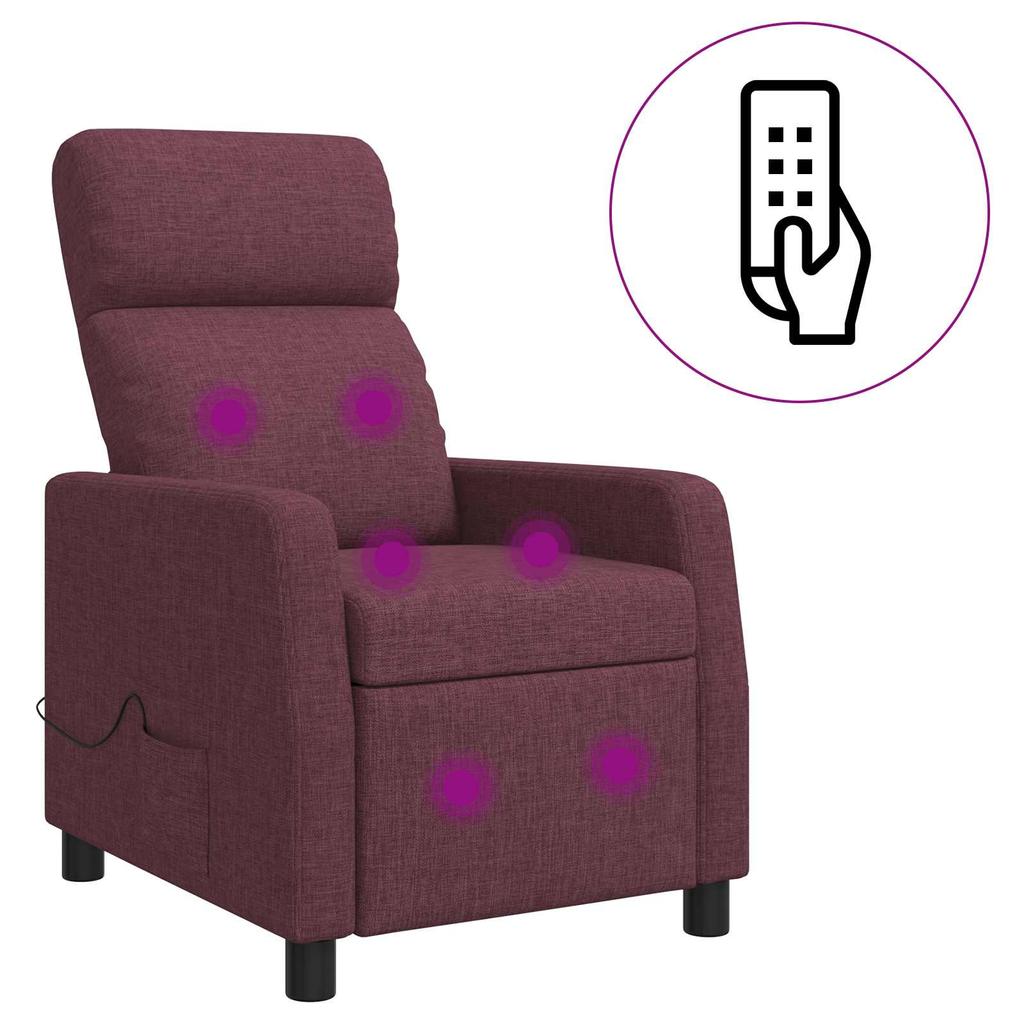 Massage Recliner Chair Purple Fabric