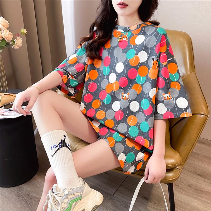 Harajuku Casual Oversized UNISEX Long T-shirt Woman Korean 2024 Summer Vintage Graphic Cartoon Print T Shirt Women Loose Y2k Gray Blue Top Streetwear
