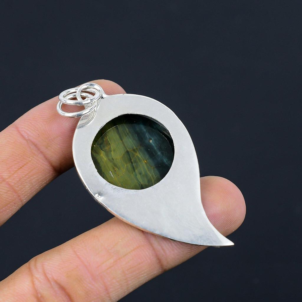 Natural Ocean Jasper Gemstone Pendant 925 Sterling Silver Jewelry For Girls