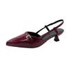 Temperament pointed patent leather bag head sandals 2025 new fairy style retro versatile thin heel empty sandals women