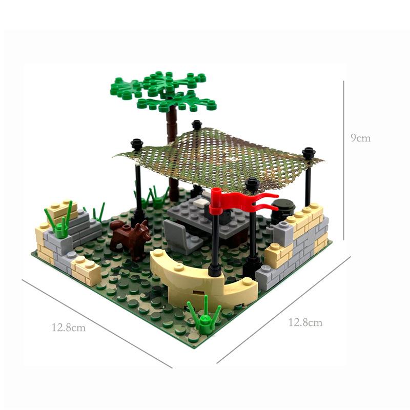 

Строительные блоки, военные джунгли, MOC, сцена, командный батальон, артиллерийский аванпост, траншеи, сборка своими руками, строительные блоки из частиц