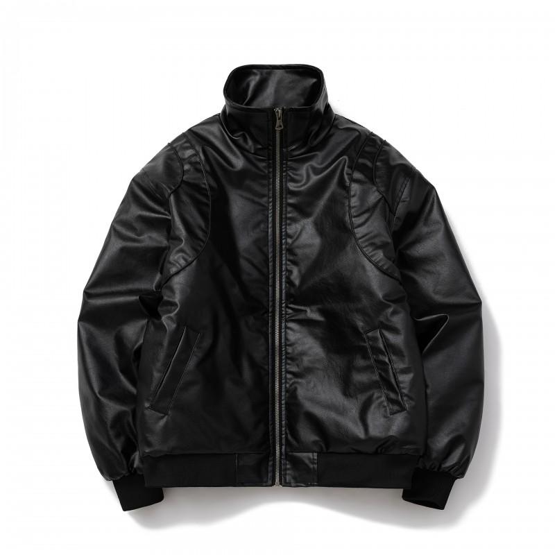 Mens PU Leather Jacket Winter Slim Fit Stand Collar Casual Biker Coat With Side Pockets