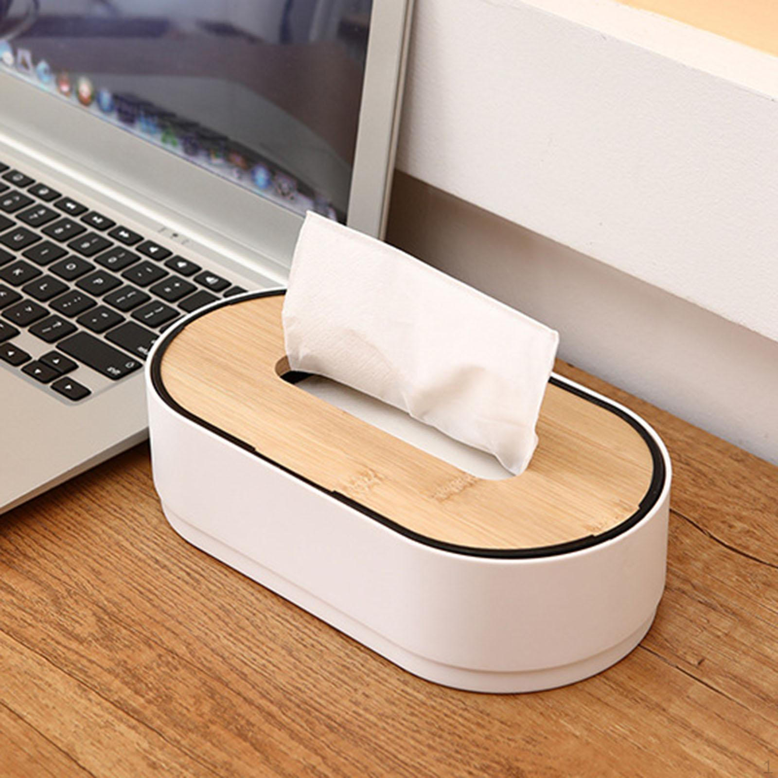 Elegant Wooden Tissue Box Organizer for Home and Office White