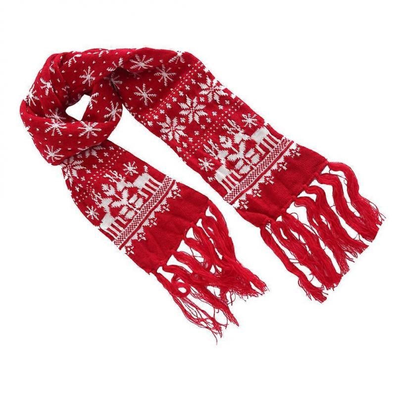 Unisex Scarf For Adults Christmas Thicken Scarf Warmth Cold Protection Long Women Autumn Winter Red 1Pcs