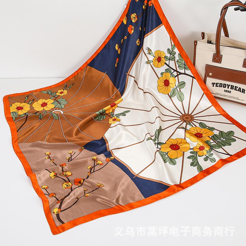 

Атласный шарф в китайском стиле 90 см, большой квадратный шарф, простая имитация шелкового шарфа, шарф-шаль, маленький шарф 90*90