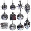 Iron Gray Shaped 12 Packs/Box [PVC] Christmas Ornaments Various Styles Electroplated Shaped Christmas Balls Boxed Christmas Tree Pendants Holiday