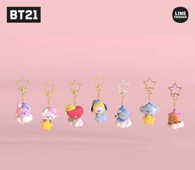 BT21 figúrkový prívesok na kľúče sen: TATA / MANG / SHOOKY / RJ, Autentický Oficiálny Tovar, 90x179x36(mm), KPOP, KBeauty, vzorky zadarmo