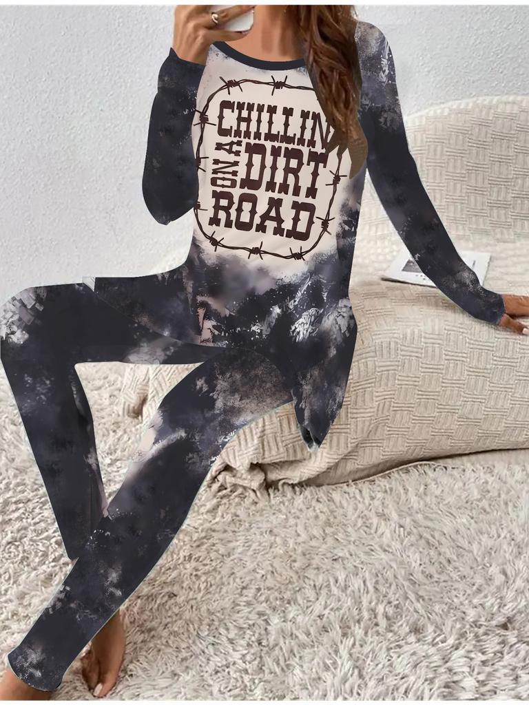 Euroamerikanische Mode 3D Leopardenmuster Damen Vier-Jahreszeiten Langarm T-Shirt + Lange Hose Zweiteiliges Set. Perfektes Geschenk