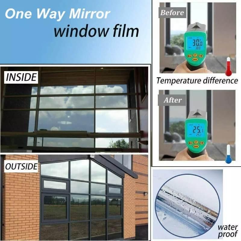 Mirror One Way Window Film Uv Reflective Privacy Tint Foil Home Sticker Glass