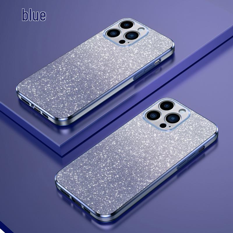Gradient Glitter Electroplated Protective Case for iPhone X To 16, Compatible with 14 Pro Max, Anti-Fall Design
